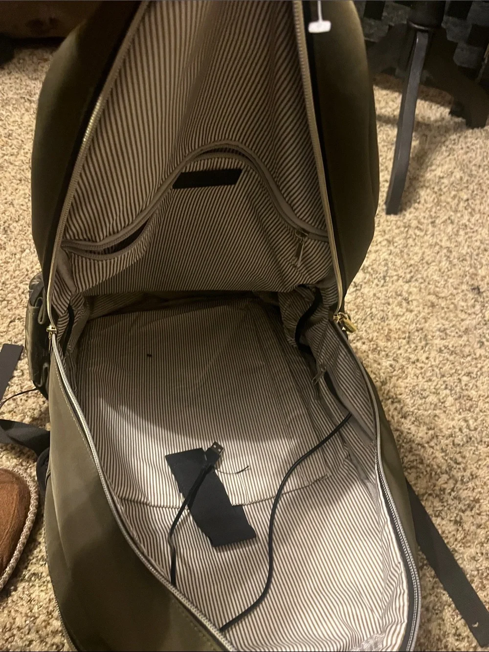 Olive Green  Lovevook Quilted backpack for work school or traveling